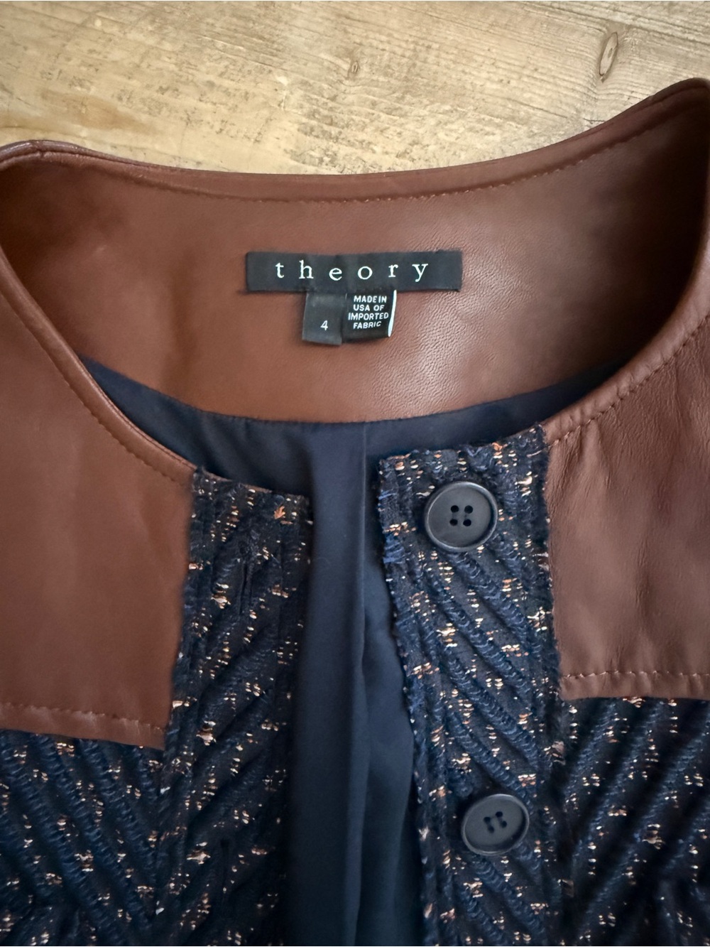 Theory leather / cotton jacket, size 4 - Picture 2 of 8